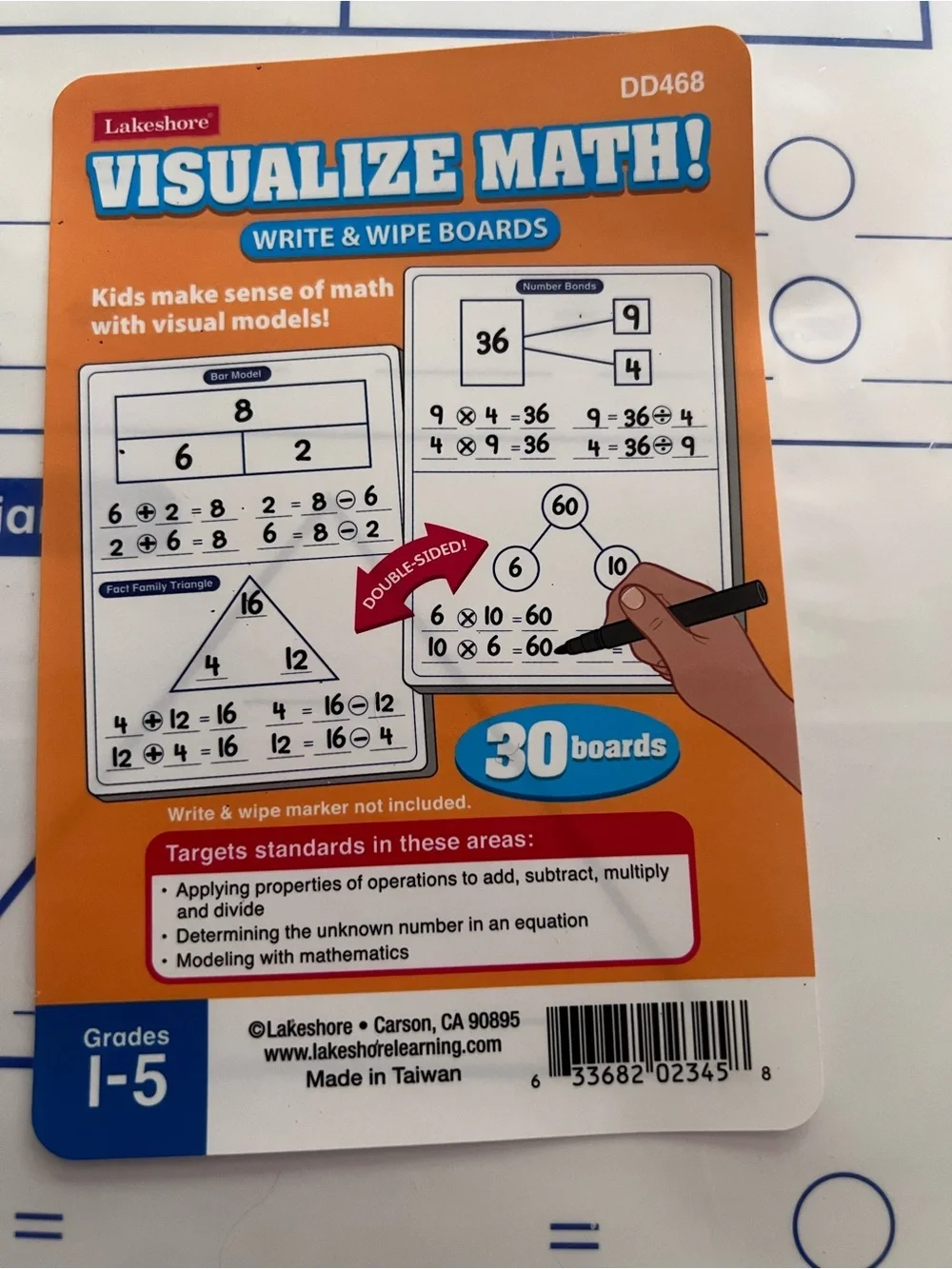 Lakeshore Visualize Math! Write & Wipe Boards - 30 count